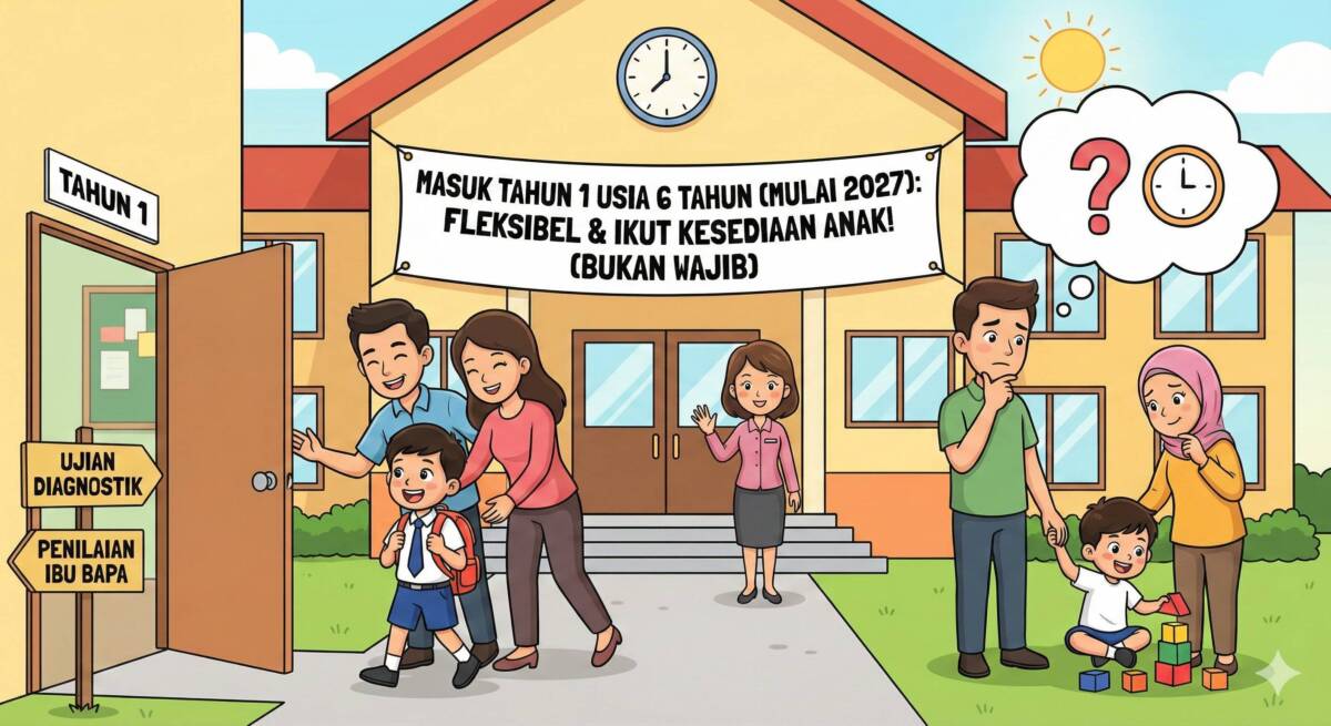 Masuk Darjah 1 Usia 6 Tahun Mulai 2027: Fleksibel, Tidak Wajib & Ikut Kesediaan Anak