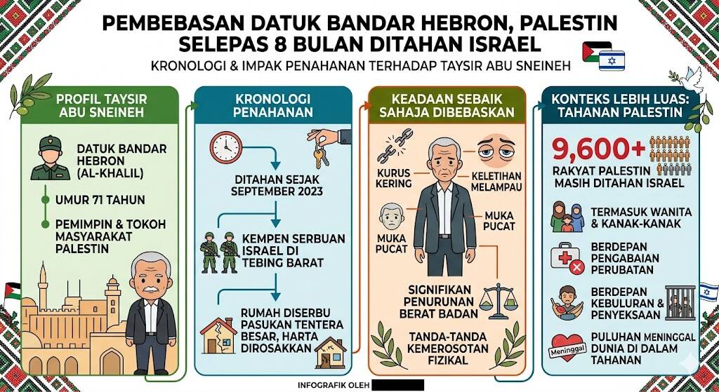 Kurus Kering dan Keletihan: Datuk Bandar Hebron Dibebaskan Selepas 8 Bulan Dalam Tahanan Israel