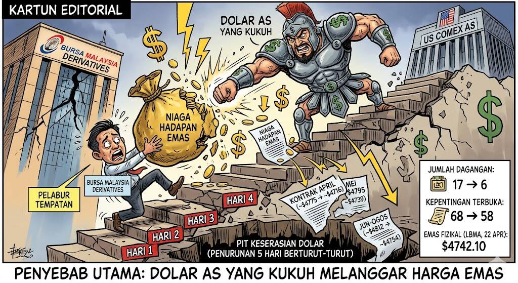 Pasaran Emas Terus Lesu: Niaga Hadapan Susut Lima Hari Berturut-turut