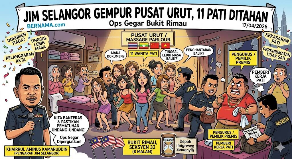 Ops Gegar Bukit Rimau: JIM Selangor Tahan 11 Wanita PATI di Pusat Urut