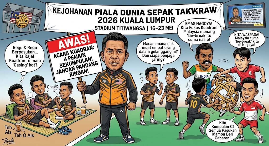 Piala Dunia Sepak Takraw 2026: Malaysia Tidak Pandang Remeh Acara Kuadran; Waspada Ancaman India & Korea Selatan