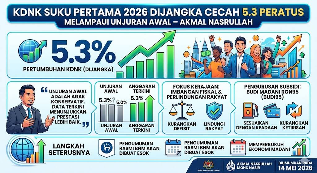 KDNK Suku Pertama 2026 Dijangka Cecah 5.3 Peratus, Lampaui Unjuran Awal – Akmal Nasrullah