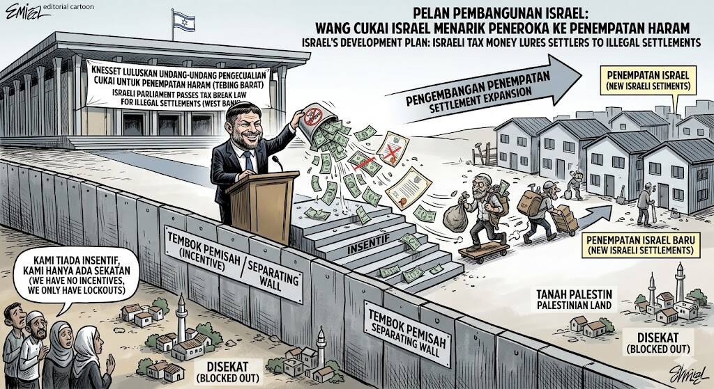 Israel Luluskan Undang-Undang Beri Insentif Cukai kepada Penempatan Haram di Tebing Barat