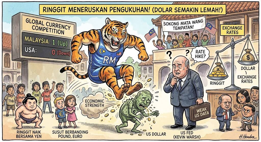 RINGGIT MENGUKUH SUSULAN DATA AS YANG LEMAH BERI TEKANAN PADA DOLAR